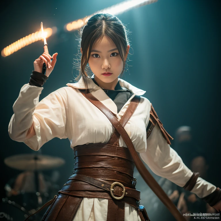 ((realistic lighting, best quality, Very delicate 8K, master piece:1.3 Photo by Fujifilm X-T3,)),Sengoku Warlord、Armor、sword in right hand、long spear on the back、battle on ancient battlefield、Full body shot