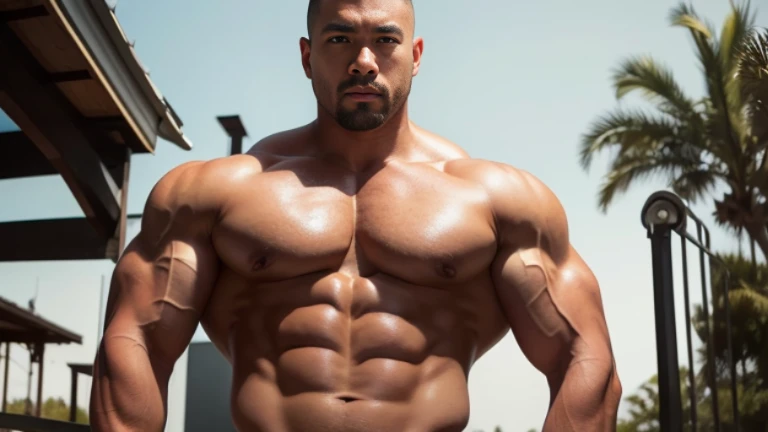 (Highly detailed 8K wallpaper), asian man, muscle worship, fold your arms, On the playground, baseball uniform, high detail, very short hair, skin head, Circular cut, very large and strong body, bulging muscles, muscular, very large pectoral muscles. Very sexy abs, legs are muscular, Toned figure, brightens oily skin, muscular, Tank top, T-shirt, long shot, wide shot