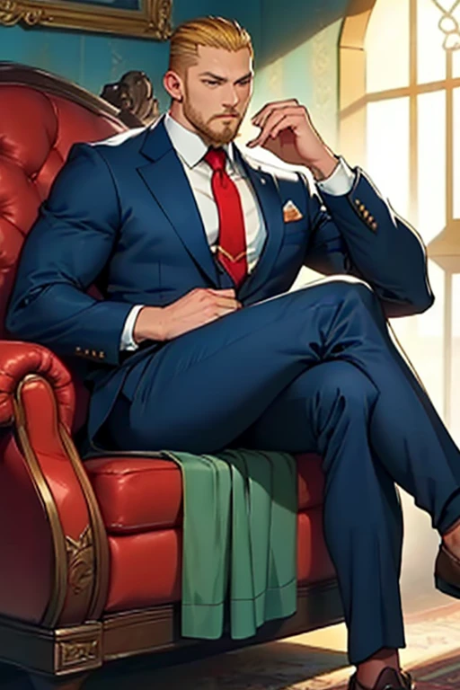 Ragnar wearing the flash's clothes and armor sitting like mafia boss. His clothes are completely copied from the flash.