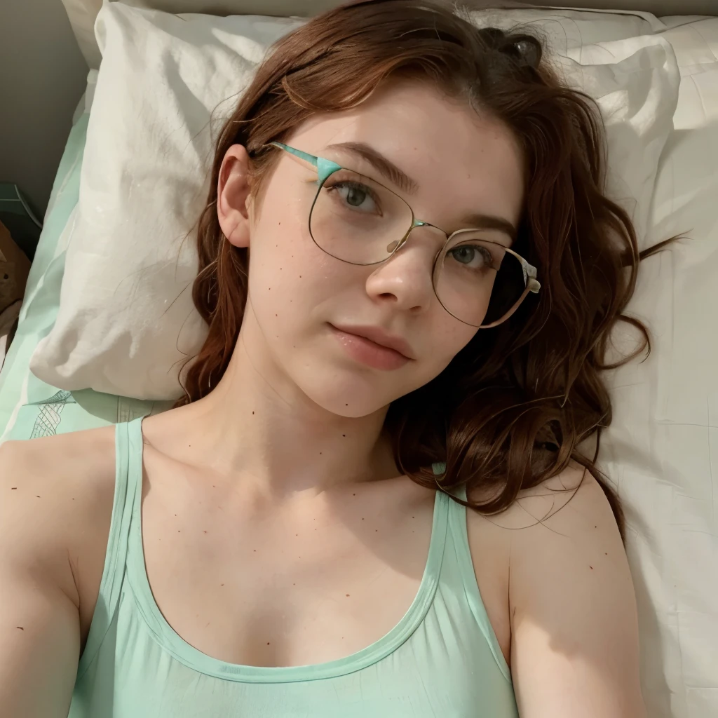 there is a woman that is laying down on a bed,pillow head, 2 8 years old, 2 7 years old, 2 9 years old, 3 2 - year - old, 38 years old, 3 6 years old, 2 3 years old, 3 5 years old, 35 years old, 2 4 years old, 2 2 years old, (38 years old)