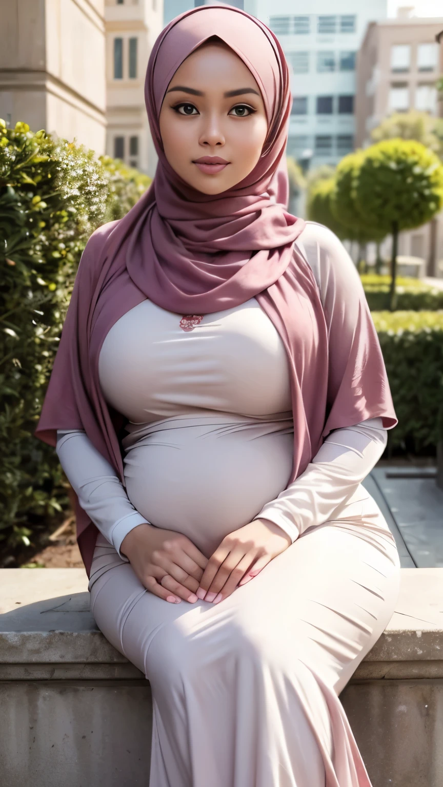 
RAW, Best quality, high resolution, masterpiece: 1.3), beautiful Malay woman in hijab,Masterpiece, perfect fit body, big breast, huge pregnant, biggorgeous eyes, Soft smile,thick thighs,sitting,muslim close up of a woman wearing a red floral dress and a tan scarf, hijab, lovely woman, white hijab, beautifull malay, very beautifull girl, shawl, lovely, wearing beautiful clothes, cute beautiful, feminine in cute pastel shades, dress, beautiful female,Delicate turtleneck, shairband, afternoon walk, City garden, Excellent lighting, Bright colors, Clean lines