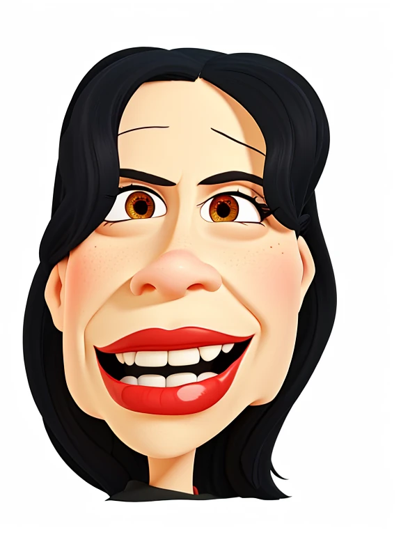 drawing of a woman with red lips and black hair, caricatura style, caricatura illustration, caricatura!!!, retrato de desenho animado, caricatura, em estilo cartoon, caricatura, cara dos desenhos animados, caricatura, caricatura, imagem de desenho animado, direita - meio rosto alegre, queixo comprido, queixo grande, retrato, delineado!!!