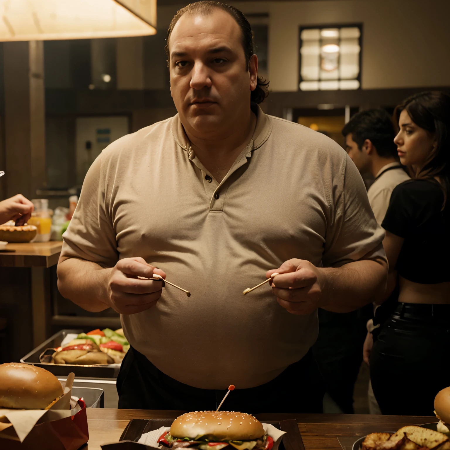 tony soprano eating a burger