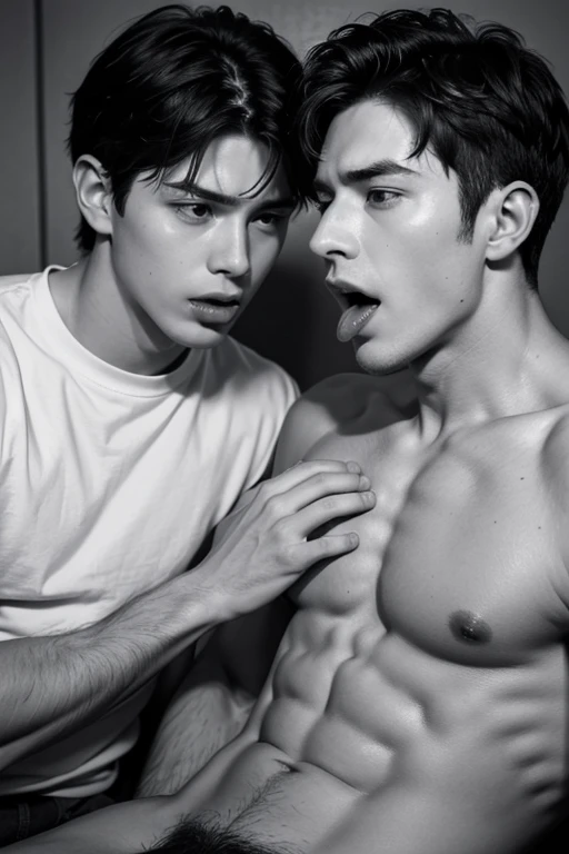 (Two man) Troy's hands were on Brian's buttocks, opening them wide. His nose hit them when he licked and sucked and stuck his tongue in Brian's hole. A constant flow of small sounds escaped from his partner's lips - moans, sighs and shrill sounds, which he would be ashamed to make in front of anyone else.