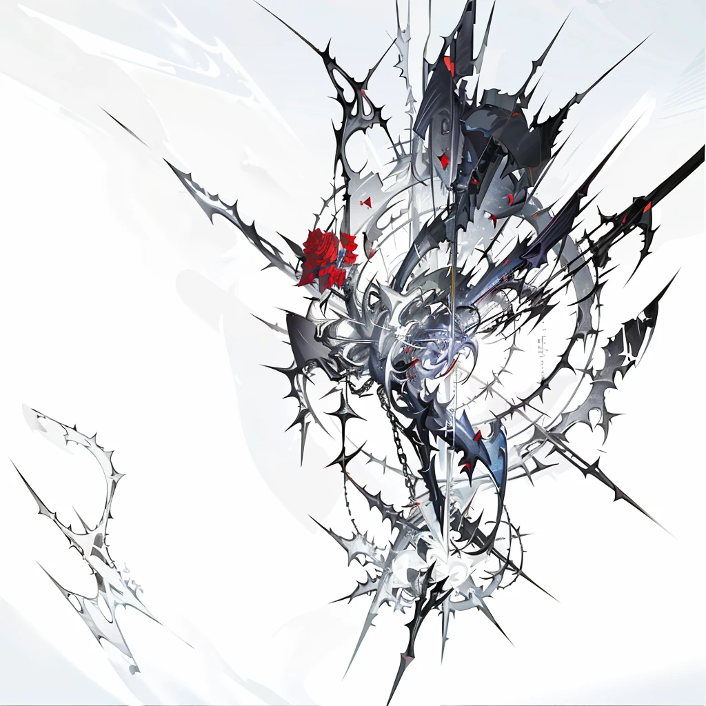 painting of a woman with roses, araki nobuyoshi, thorns, thorns everywhere, arca album cover, ethereal flowerpunk, angle wings, y2k, digital collage, flat, chaotic composition, pixel, abstract shapes, paint splatter, random tribal shapes, long chain, neo tribal, metalheart