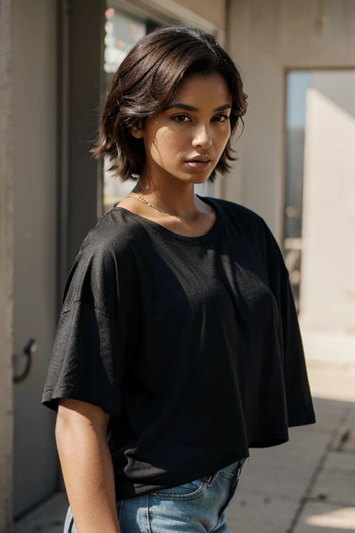 Black Model in Oversized T-Shirt