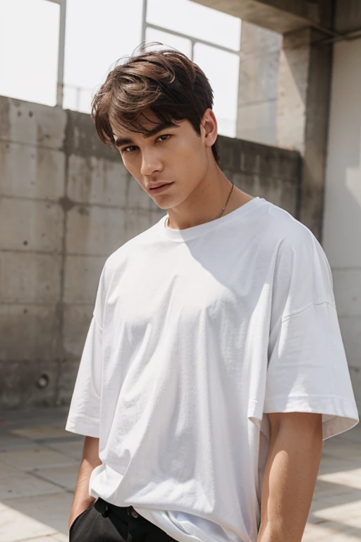 Male Model in Oversized White T-Shirt