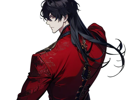 ((Masterpiece, Highest quality)), Male, boy, Detailed face, character design sheet, full bodyesbian, Full of details, frontal body view, back body view, Highly detailed, Depth, Many parts, Muscle boy with red long hair,handsome man, vampire outfit clothes, Genshin Impact, man tall