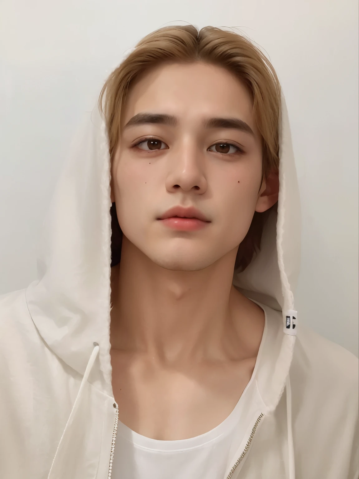 Homem de capuz branco com camisa branca, adorable and pale korean face, hyung tae, young pale angel, Taehyung, Taehyung kim,the right eyelid is swollen, Kim Taehyung, 1 Menino de 7 anos, rosto magro, 1 6 anos, inspirado em Kim Taehyung of BTS