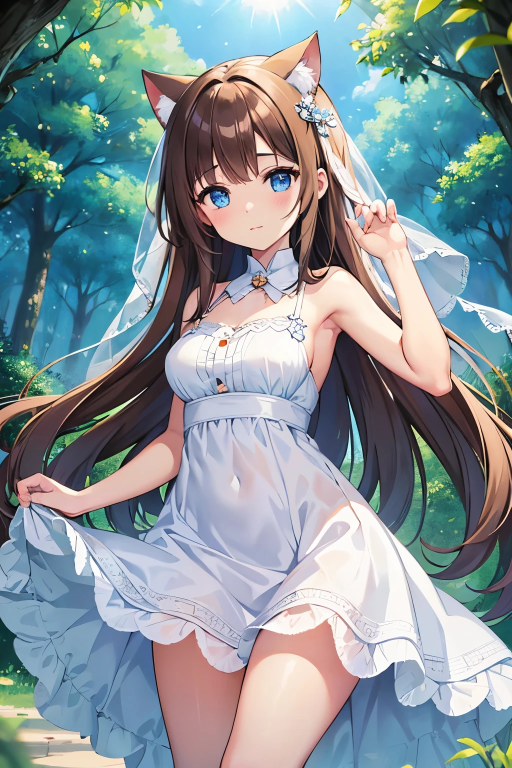 aikotanaka, <lora:aiko tanaka manga-lora-nochekaiser:1>,
aiko tanaka, brown hair, long hair, (brown eyes:1.5), bangs, thick eyebrows, blush, smile,
BREAK dress, white dress, collarbone, bare shoulders, sundress, sun hat,
BREAK outdoors, grass, sky, clouds, sun,
BREAK looking at viewer, (cowboy shot:1.5),
BREAK <lyco:GoodHands-beta2:1>, (masterpiece:1.2), best quality, high resolution, unity 8k wallpaper, (illustration:0.8), (beautiful detailed eyes:1.6), extremely detailed face, perfect lighting, extremely detailed CG, (perfect hands, perfect anatomy),