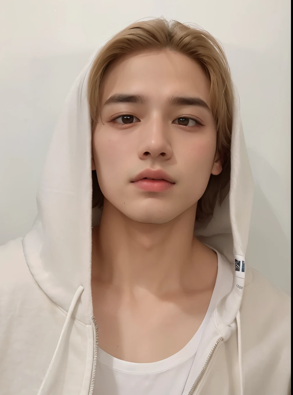 Homem de capuz branco com camisa branca, adorable and pale korean face, hyung tae, young pale angel, Taehyung, Taehyung kim,the right eyelid is swollen, Kim Taehyung, 1 Menino de 7 anos, rosto magro, 1 6 anos, inspirado em Kim Taehyung of BTS