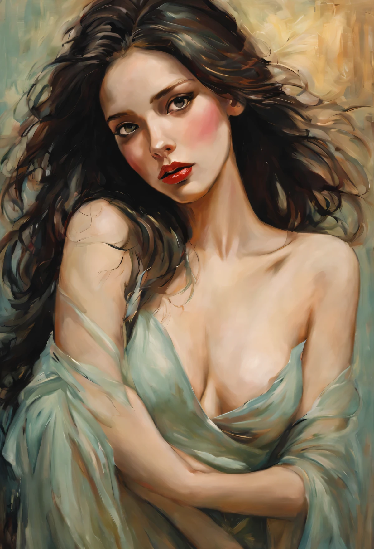 whimsical fantasy malcolm liepke oil painting style,sexy women,detailed facial features,long flowing hair,alluring gaze,sensual lips,seductive curves,feminine beauty,colorful palette,expressive brushwork,romantic atmosphere,soft lighting,vibrant colors,sophisticated elegance,implied narrative,glimpse of vulnerability,playful confidence,dynamic poses,mysterious allure,subtle sensuality,stunning figure,oil on canvas,graceful movement,captivating charm,artistic composition,provocative allure,evocative expressions,dramatic contrast,delicate details,total mastery of paint,impressionistic rendering,passionate intensity,alluring gaze,irresistible magnetism,sublime elegance,richly textured,visual poetry,ethereal beauty,unforgettable impact