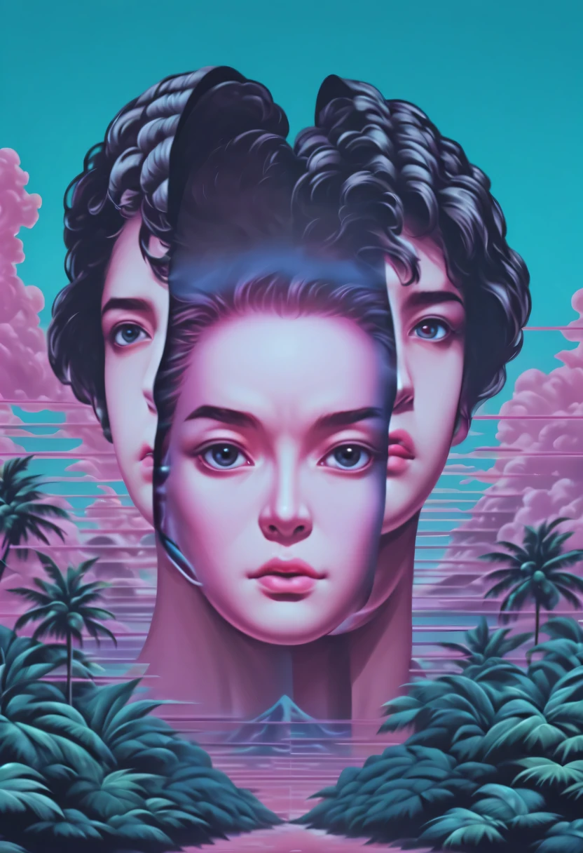 vaporwave怪诞美学,High saturation color,David bust sculpture head and body separated,  double contact, 商品ocean报,High saturation color,futuristic city, English title，fantasy, matrix, desert, ocean, Chinese pavilions,Retro screen close-up,coconut tree,24th century,Strong psychedelic colors and retro-future decadence,distressed and stylized, illusory、Collage、No order，dystopian、Lo-Fi、sample fusion jazigital、chiptune、Fault art、futuristic、High quality、dematerialized art、retro tech、Surrealism,vaporwave nostalgia, very vaporwave, maximalist vaporwave, vaporwave, vaporwave!, vaporwave aesthetics, cyberpunk vaporwave, 90s aesthetic, vaporwave art, 90s aesthetic, 90's aesthetic, hip hop vaporwave, vaporwave aesthetic, vaporwave cartoon,