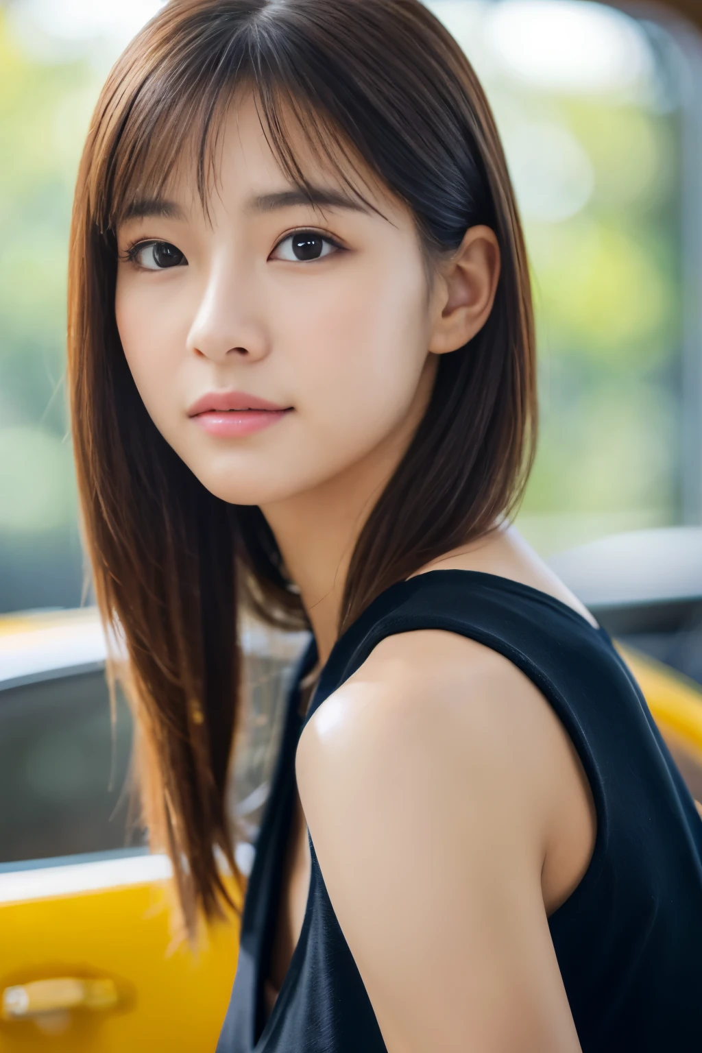 (8K、Raw photo、highest quality、Masseter muscle part:1.2)、super detailed、super resolution、(realistic、realistic pictures:1.37)、
Portrait、High-definition RAW color photo、professional photography、
very detailed and beautiful、very detailed、8K image wallpaper、amazing details、huge file size、
official art、very detailed CG Unity 8K wallpaper,
very detailed woman、girl、20 year old woman with a handsome face,
very fine eyes、very detailed肌、very fine fingers、very detailed nose、very detailed詳細な口、perfect anatomy、
detailed background、detailed clothing、white skin、glowing skin、
Slender Boti、firm breasts、black haired、semi-long、laughter、
lifelike face、delicate eyes、ordering sauce、
look at the camera、cowboy shot、positive、standing athletic pose、dynamic lighting