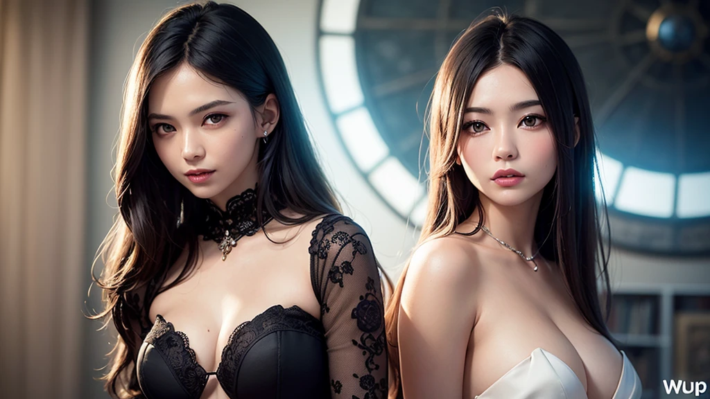 (Beautiful 25-year-old Hong Kong beauty, Black and White Strapless Deep-V Evening Gown,miniskirt,),((Realistic lighting, best quality), 8k, masterpiece:1.3)),intricate details, sharp focus:1.2, 1 girl, Beautiful woman with perfect figure:1.4, slim abs:1.1, ((colorful hair)),Lie on the bed indoors,Super thin face,beautiful eyes,double eyelids,,sharp teeth, Grinning,Leaks out of the entire delicate breast, (Galactic Shaman with Quantum Energy Fantasy), Fantasy magic, Long hairstyles, dark light night, complex, ethereal, sharp focus, illustration, Very detailed, number, concept art, matte, (The Art of WLOP), (Beautiful 25-year-old Hong Kong beauty, black and white corset,miniskirt,),((Realistic lighting, best quality), 8k, masterpiece:1.3)),intricate details, sharp focus:1.2, 1 girl, Beautiful woman with perfect figure:1.4, slim abs:1.1, ((colorful hair)),Lie on the bed indoors,Super thin face,beautiful eyes,double eyelids,,sharp teeth, Grinning,Leaks out of the entire delicate breast, (Galactic Shaman with Quantum Energy Fantasy), Fantasy magic, Long hairstyles, dark light night, complex, ethereal, sharp focus, illustration, Very detailed, number, concept art, matte, (The Art of WLOP),