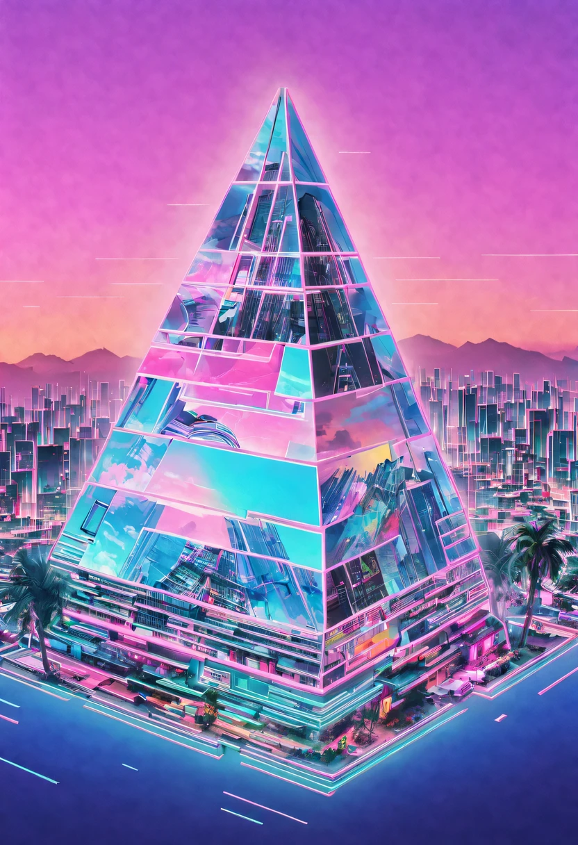 vaporwave头部和身体分开, David sculpture interior, double contact, 商品ocean报,cyberpunk city in background, Ink punk, Colorful neon lights，futuristic city, English title，fantasy, matrix, desert, ocean, pyramid,Screen close-up,coconut tree, 24th century,Strong psychedelic colors and retro-future decadence,distressed and stylized, illusory、Collage、No order，dystopian、Lo-Fi、sample fusion jazigital、chiptune、Fault art、futuristic、High quality、dematerialized art、retro tech、Surrealism,vaporwave nostalgia, very vaporwave, maximalist vaporwave, vaporwave, vaporwave!, vaporwave aesthetics, cyberpunk vaporwave, 90s aesthetic, vaporwave art, 90s aesthetic, 90's aesthetic, hip hop vaporwave, vaporwave aesthetic, vaporwave cartoon,