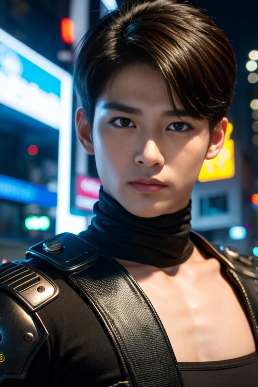 Change background cyber punk handsome boy realistic face 8k ultra realistic