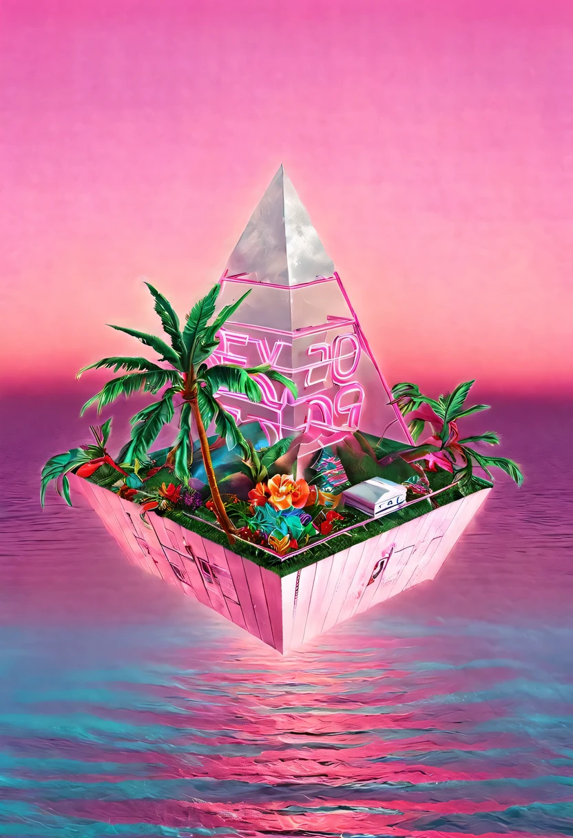 vaporwave头部和身体分开, David sculpture interior, double contact, 商品ocean报,cyberpunk city in background, Ink punk, Colorful neon lights，futuristic city, English title，fantasy, matrix, desert, ocean, pyramid,Screen close-up,coconut tree, 24th century,Strong psychedelic colors and retro-future decadence,distressed and stylized, illusory、Collage、No order，dystopian、Lo-Fi、sample fusion jazigital、chiptune、Fault art、futuristic、High quality、dematerialized art、retro tech、Surrealism,vaporwave nostalgia, very vaporwave, maximalist vaporwave, vaporwave, vaporwave!, vaporwave aesthetics, cyberpunk vaporwave, 90s aesthetic, vaporwave art, 90s aesthetic, 90's aesthetic, hip hop vaporwave, vaporwave aesthetic, vaporwave cartoon,