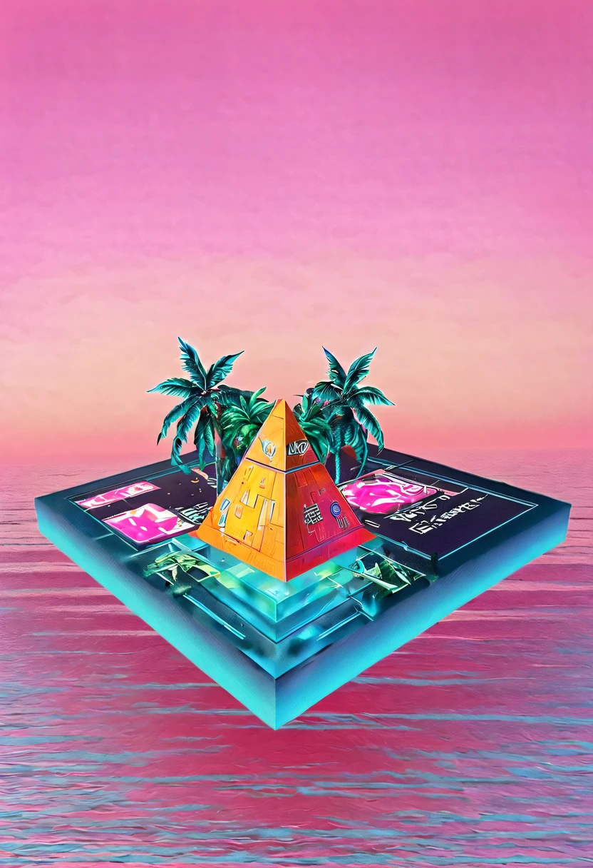 vaporwave头部和身体分开, David sculpture interior, double contact, 商品ocean报,cyberpunk city in background, Ink punk, Colorful neon lights，futuristic city, English title，fantasy, matrix, desert, ocean, pyramid,Screen close-up,coconut tree, 24th century,Strong psychedelic colors and retro-future decadence,distressed and stylized, illusory、Collage、No order，dystopian、Lo-Fi、sample fusion jazigital、chiptune、Fault art、futuristic、High quality、dematerialized art、retro tech、Surrealism,vaporwave nostalgia, very vaporwave, maximalist vaporwave, vaporwave, vaporwave!, vaporwave aesthetics, cyberpunk vaporwave, 90s aesthetic, vaporwave art, 90s aesthetic, 90's aesthetic, hip hop vaporwave, vaporwave aesthetic, vaporwave cartoon,