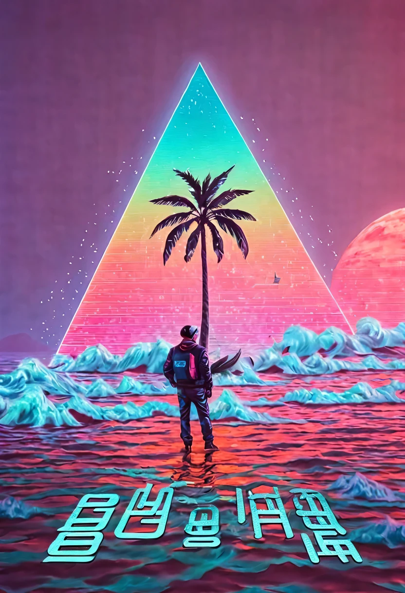 vaporwave头部和身体分开, David sculpture interior, double contact, 商品ocean报,cyberpunk city in background, Ink punk, Colorful neon lights，futuristic city, English title，fantasy, matrix, desert, ocean, pyramid,Screen close-up,coconut tree, 24th century,Strong psychedelic colors and retro-future decadence,distressed and stylized, illusory、Collage、No order，dystopian、Lo-Fi、sample fusion jazigital、chiptune、Fault art、futuristic、High quality、dematerialized art、retro tech、Surrealism,vaporwave nostalgia, very vaporwave, maximalist vaporwave, vaporwave, vaporwave!, vaporwave aesthetics, cyberpunk vaporwave, 90s aesthetic, vaporwave art, 90s aesthetic, 90's aesthetic, hip hop vaporwave, vaporwave aesthetic, vaporwave cartoon,