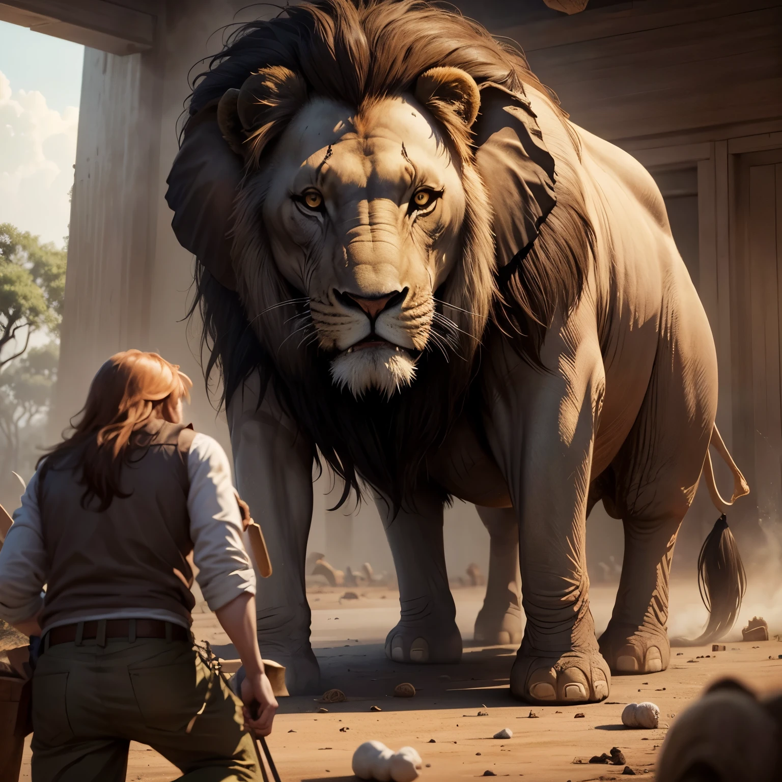 Elephant killing lion