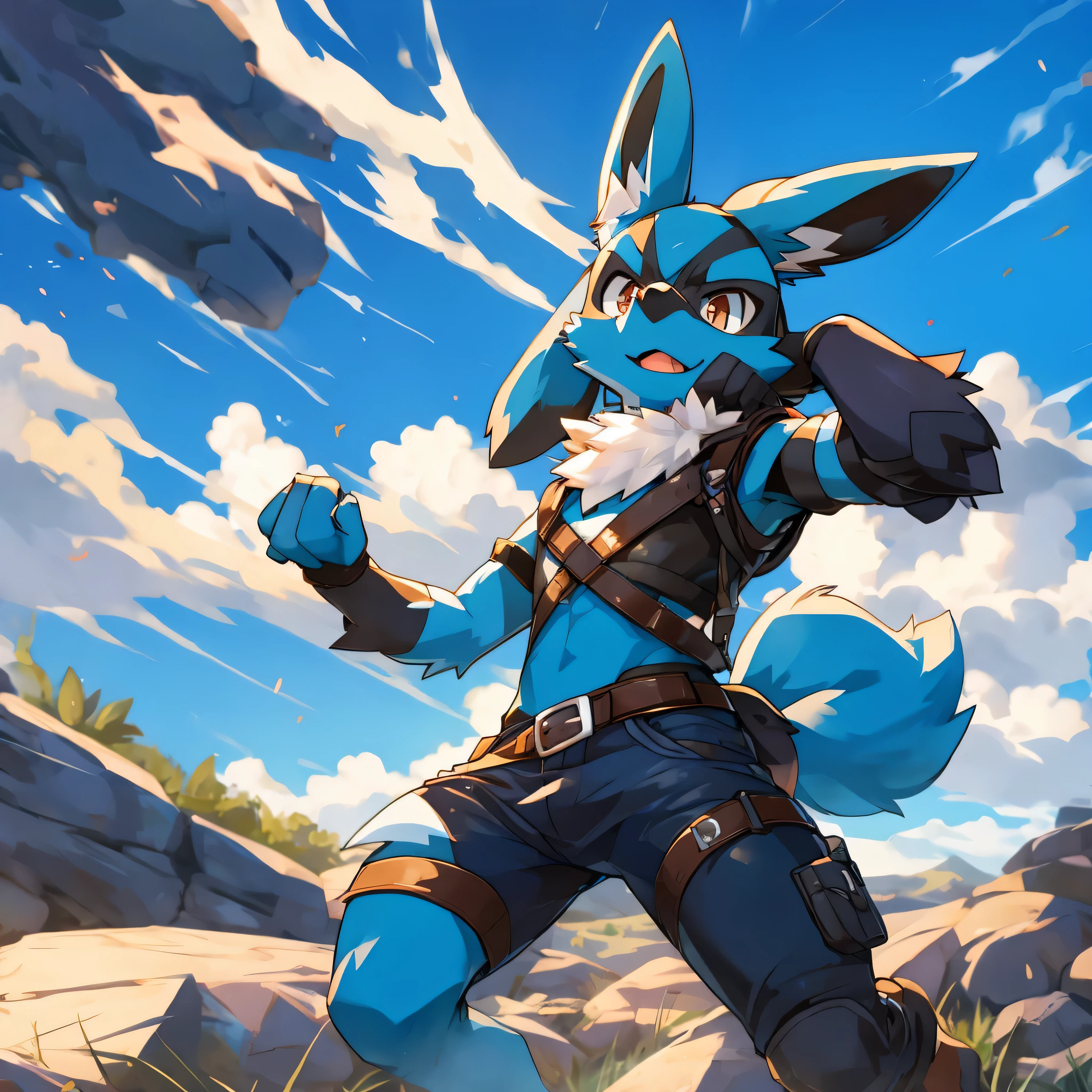 cool lucario、　１animal、　male、　perfect image