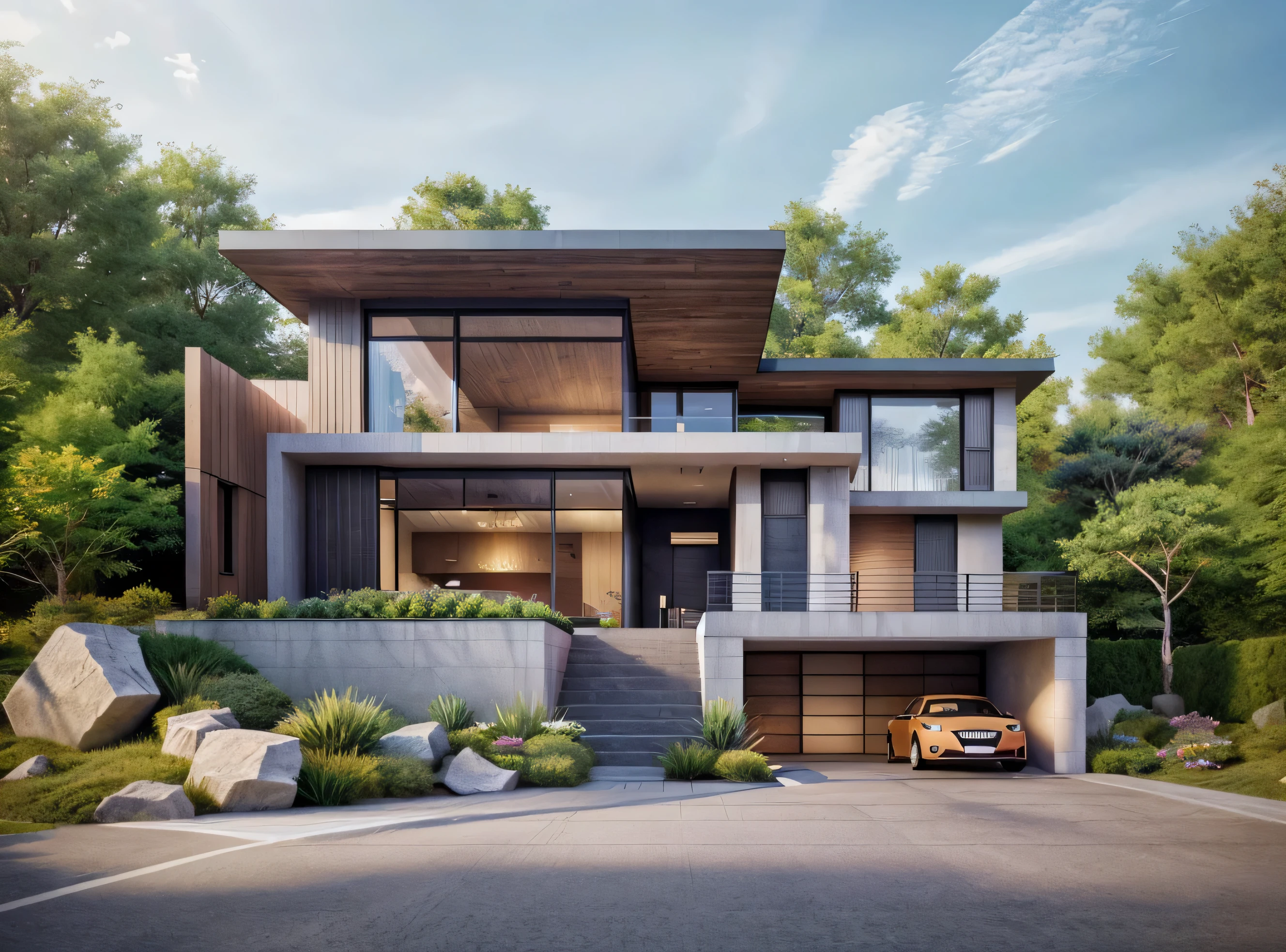 
(white wall:1.2), Design a stunning and luxurious exterior for a villa that exudes elegance and sophistication. Incorporate elements that showcase a seamless connection between the villa and its natural surroundings. Use high-quality materials and a color palette that complements the villa’s architectural style. Pay attention to details such as landscaping, lighting, and entrance design, ensuring a grand and inviting first impression. Create outdoor spaces that promote relaxation and entertainment while maintaining privacy. Consider incorporating unique features that set this villa apart from others, making it a true masterpiece.The ambient lighting highlights the textures and details, creating a stock photo-like atmosphere, (((Best Quality:1.5))), ((Masterpiece)), ((best illustration)), ((best shadows)), ((Super Detail:1.5)), (Intricate lines:1.5), (Photorealism:1.5),(hyper detail:1.5), ((archdaily)), ((award winning design)), (dynamic light:1.5), ((day)), (perfect light:1.5), (shimering light:1.5), (hidden light:1.5), ((photorealistic)), ((FKAA, TXAA, RTX, SSAO)), ((Post Processing)), ((Post-Production)), ((CGI, VFX, SFX)), ((Full color)), ((Sony A7R IV - 61 MP Exmor R CMOS full frame 35mm 61.0 Megapixel)) ,((Unreal Engine 5)), ((intricate detail)), ((extreme detail)), ((science)), ((hyper-detail)), ((super detail)), ((super realistic)), ((crazy detail)), ((octane render)), ((Cinematic)), ((trending on artstation)), ((High-fidelity)), ((Viwvid)), ((Crisp)), ((Sharp)), ((Bright)), ((Stunning)), ((Likelife:1.5)), Natural, ((Eye-catching)), ((Illuminating)), ((Flawless)), ((High-quality)),((Sharp edge render)), ((medium soft lighting)), ((photographic render)), ((detailed archviz))

