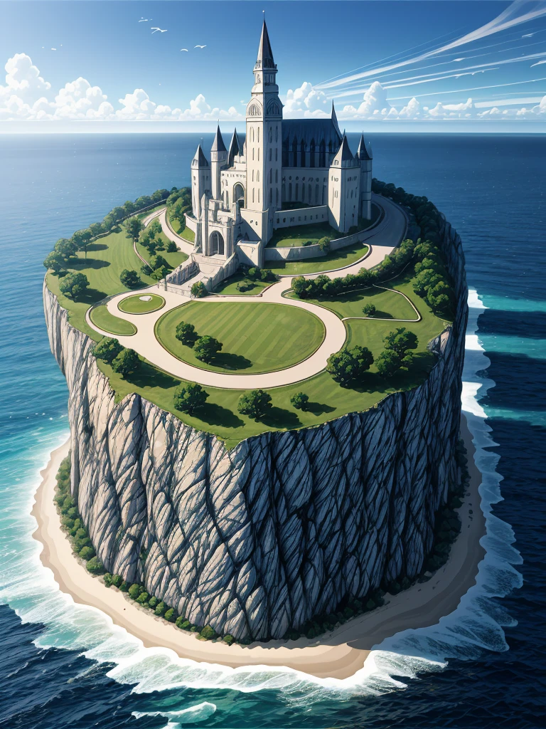 （（（masterpiece、Highest image quality、highest quality、highly detailed unity 8ｋwallpaper）））、（（An isolated island in the sea））、（A castle on a lonely island）、tower