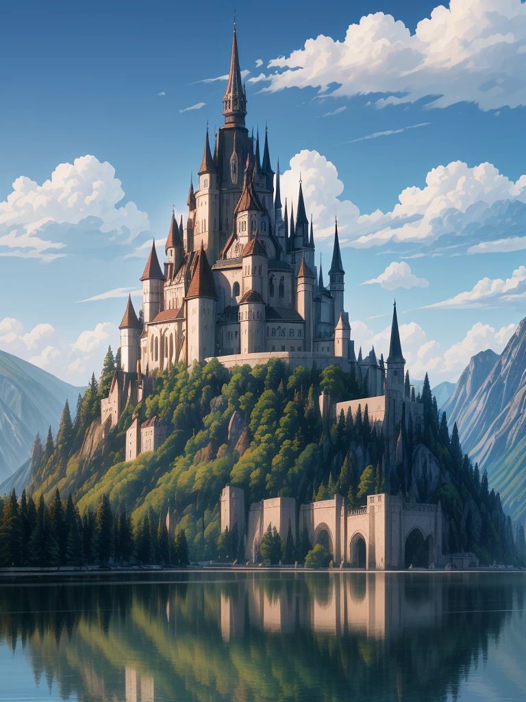 （（（masterpiece、Highest image quality、highest quality、highly detailed unity 8ｋwallpaper）））、（（fantasy））、monastery on the lake