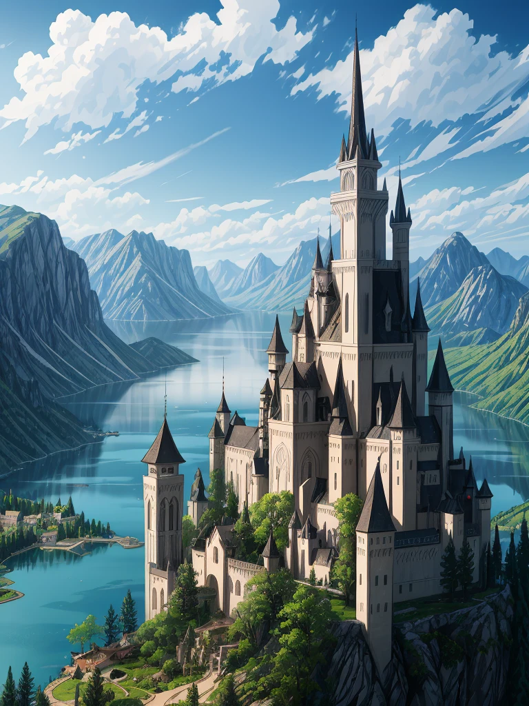 (((masterpiece、Highest image quality、highest quality、highly detailed unity 8kwallpaper)))、((fantasy))、monastery on the lake