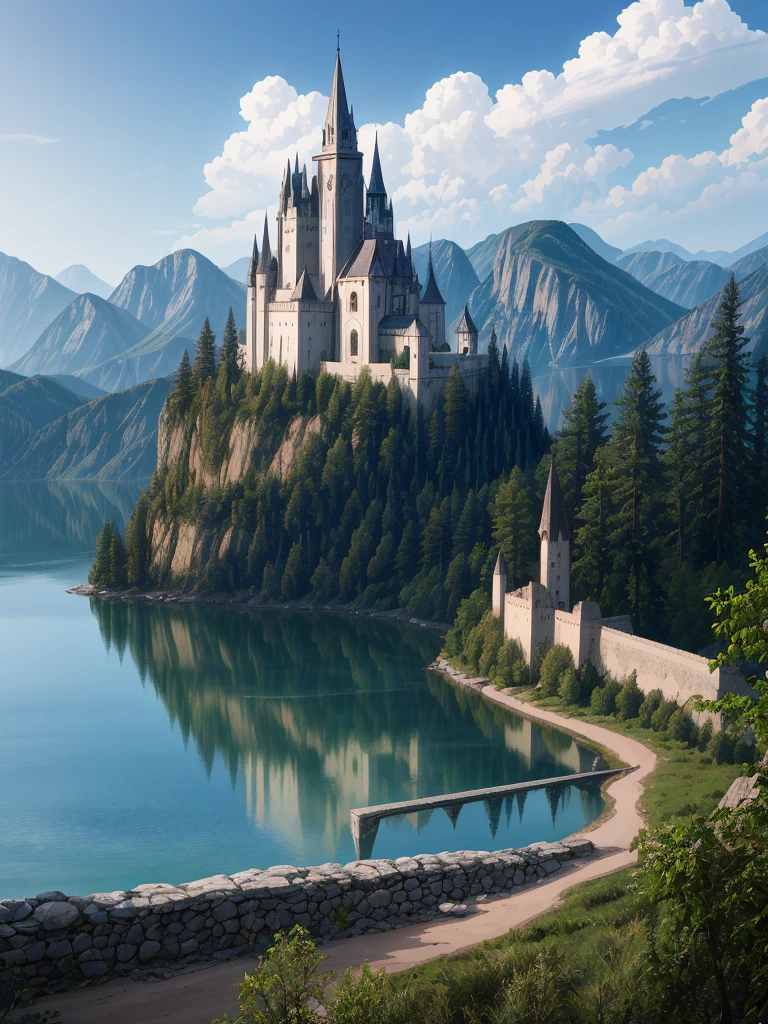 （（（masterpiece、Highest image quality、highest quality、highly detailed unity 8ｋwallpaper）））、（（fantasy））、monastery on the lake