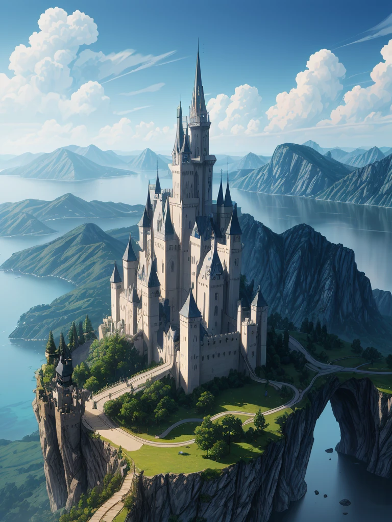 （（（masterpiece、Highest image quality、highest quality、highly detailed unity 8ｋwallpaper）））、（（fantasy））、A castle on a lonely island