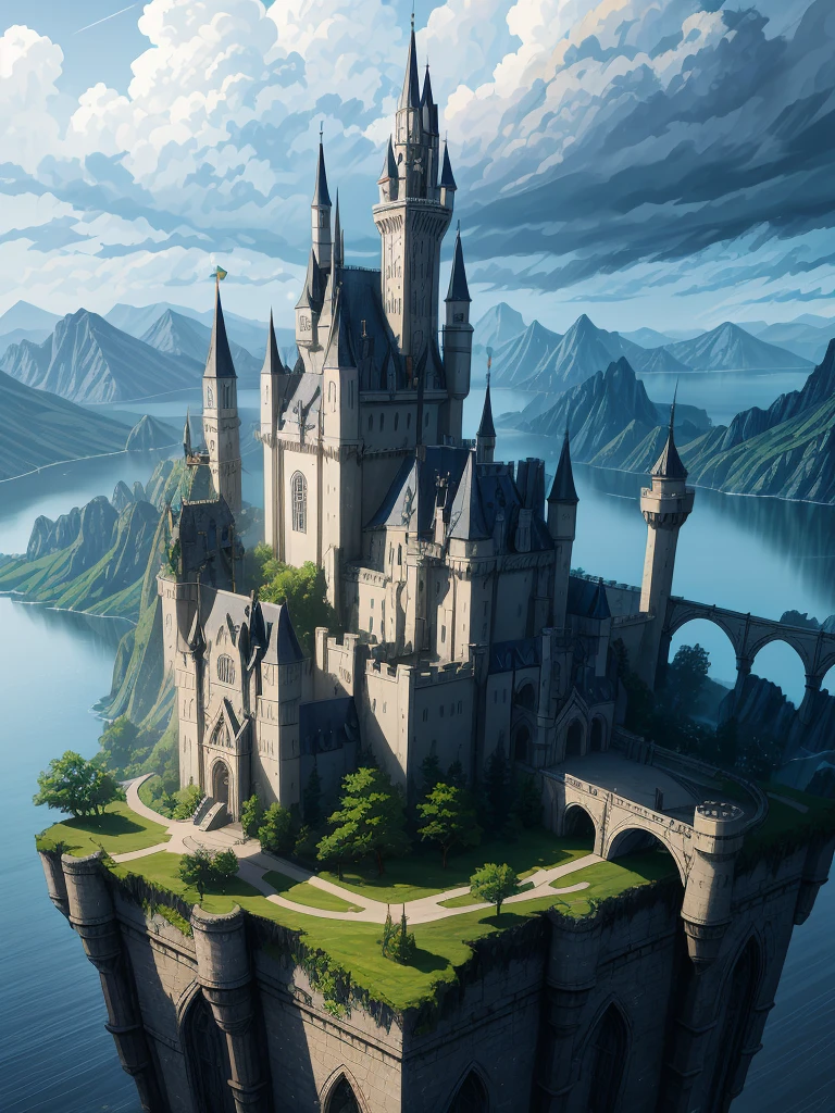 (((masterpiece、Highest image quality、highest quality、highly detailed unity 8kwallpaper)))、((fantasy))、A castle on a lonely island