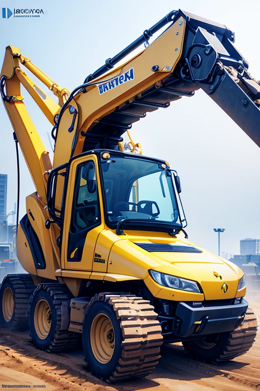 Close-up of yellow toy excavator on white background, heavy machinery, big shovel, Product renderings, Large construction machinery, photo rendering, 3D model, Avatar picture, 3/4 profile, no background, innovative, digital rendering, commercial photograph, detailed, illustration, High quality product image, cgi render