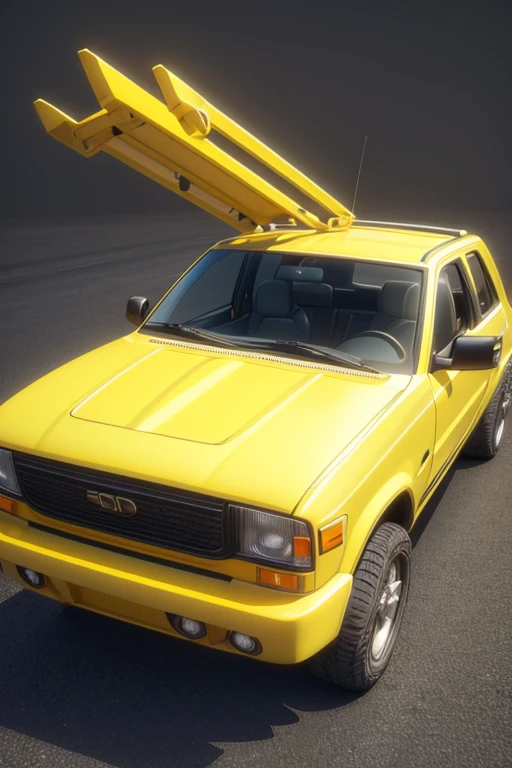 (yellow small vehicle on white background, 3D model, realistic 3D model, high-quality 3D model, heavy machinery, computer generated, c4d, 16k resolution, 3d animemasume, 1/480 seconds, High Definition – H 1024)