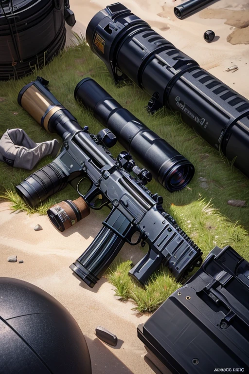 (best quality,4K,8k,highres,masterpiece:1.2), ultra-detailed,(realistic,photorealistic,photo-realistic:1.37), close-up of a rifle with a scope, gun photography, handheld AR-15, product image from a gun magazine, ultra-realistic AR 16:9, assault rifle, air gun, pistol, film - AR 16:9, airsoft CQB, highly detailed barrel, centered shooting