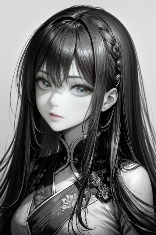 (best quality,4K,8k,high resolution,masterpiece:1.2),Super detailed,(actual,photoactual,photo-actual:1.37),Beautiful and delicate eyes,Beautiful and delicate lips,Extremely detailed eyes and face,long eyelashes,long hair woman,woman with tied hair,actual line art,line art portrait,beautiful line art,elegant art style,黑白sketch,女孩sketch,perfect lineart,高品质sketch,anime style painting,black and white line art,高品质sketch art,Traditional style,sketch,line art portrait,clean lineart,black and white detailed sketch