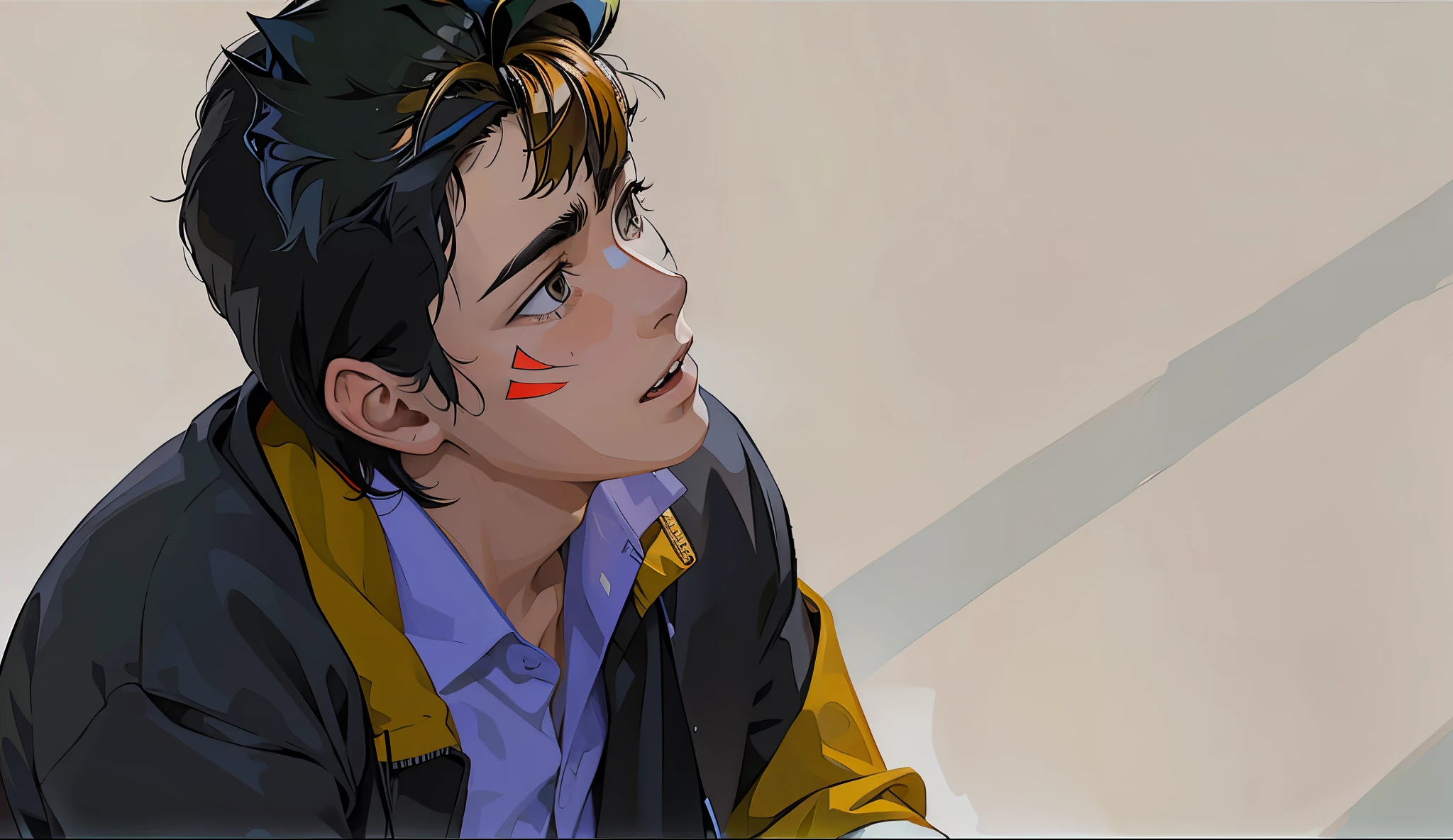 The young man is 14 years old and he talks to his friend. He asks his friend to leave him alone. He talks to him with his mouth open.