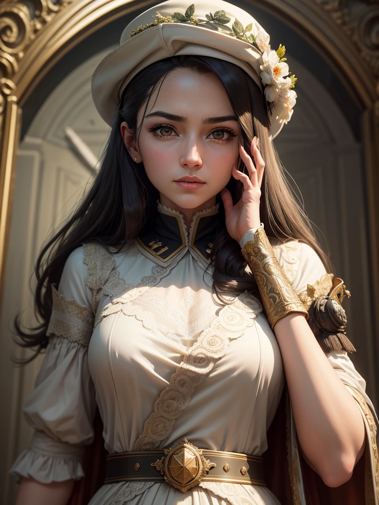 She is a Field Marshal in World War 2 and she has expressed his decline to the war plan,
((Best quality)), ((masterpiece)), (highly detailed:1.3), Depth-of-field, Multi-layered textures, HDR (High Dynamic Range), Ray Tracing, NVIDIA RTX, Unreal 5, Subsurface scattering, PBR Texturing, Post-processing,
Anisotropic Filtering, Maximum clarity and sharpness, Wide aperture, Low ISO, White balance, Rule of thirds, 8K RAW, art, neoclassical painting, mural, Venetian painting style, oil painting,