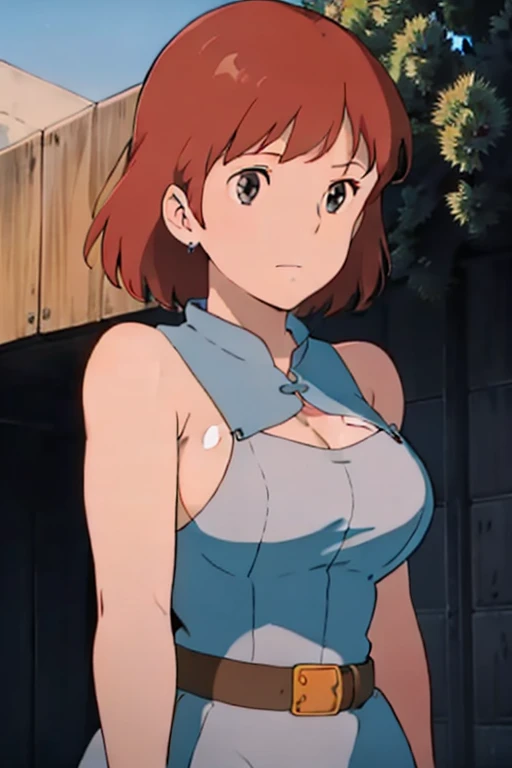 (masterpiece, best quality, high resolution, anime screencap, anime colored, 8k, photorealistic), Nausicaa, women, milf, wife, solo, brown hair, (looking at away), huge breasts, cleavage, (tubetop), upper body, forest, (perfect detailed anatomy, beautiful face&eyes, shiny skin, perfect body)