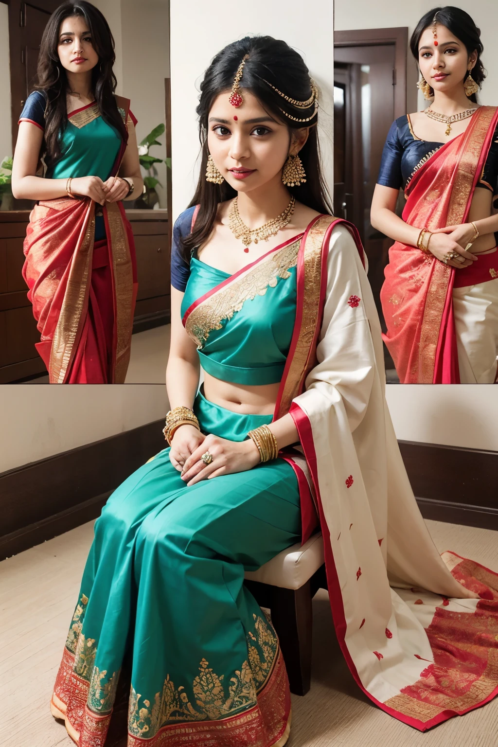 Cute, traditional saari, collage,