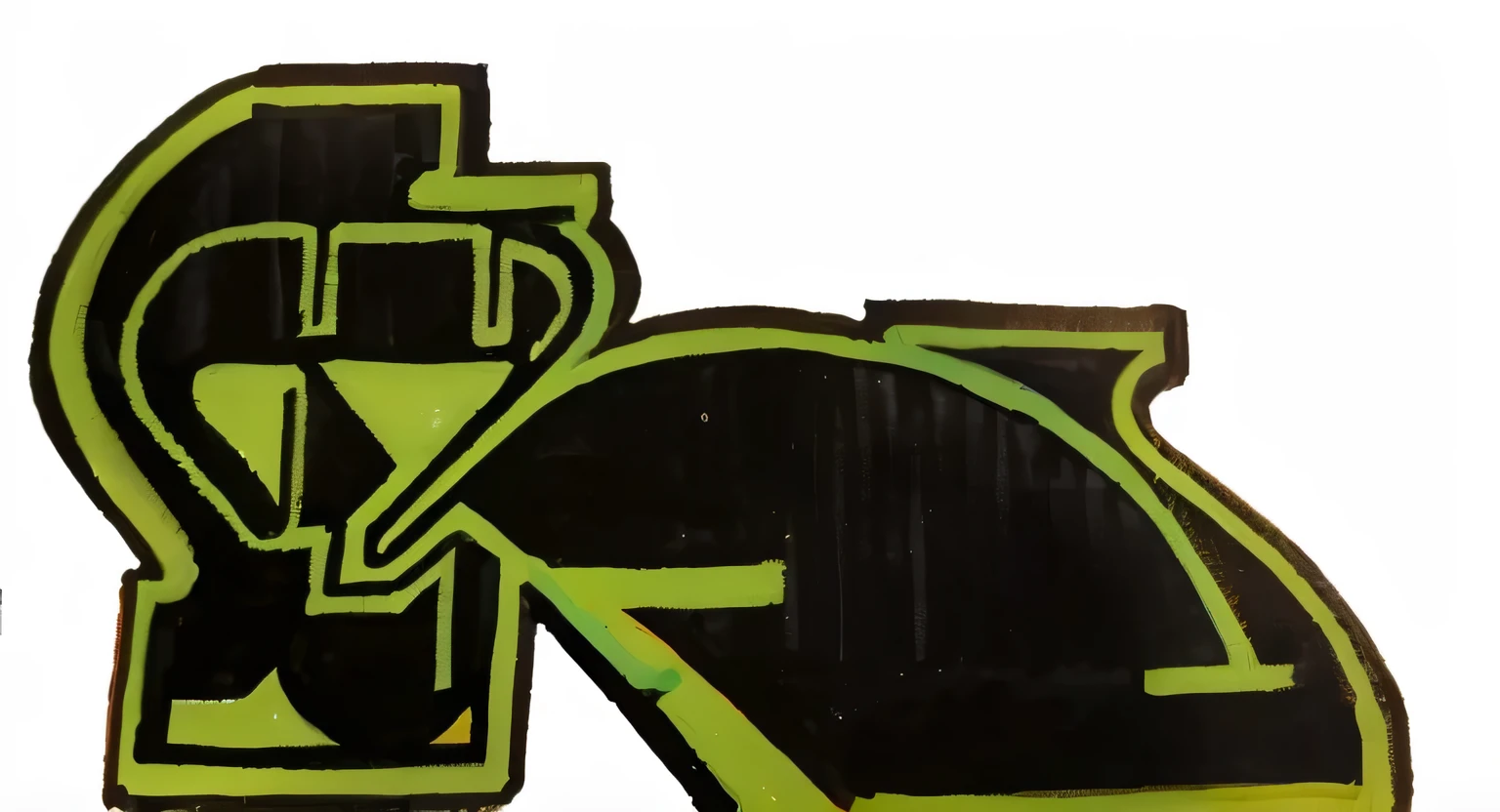 The letter R is a creative and unique design that features a curvy base bar and a funky tail. The base bar is positioned horizontally, while the tail extends downwards, adding a playful and artistic touch to the letter. The combination of the curvy base bar and the funky tail makes the letter R stand out and adds a distinctive visual element to the design