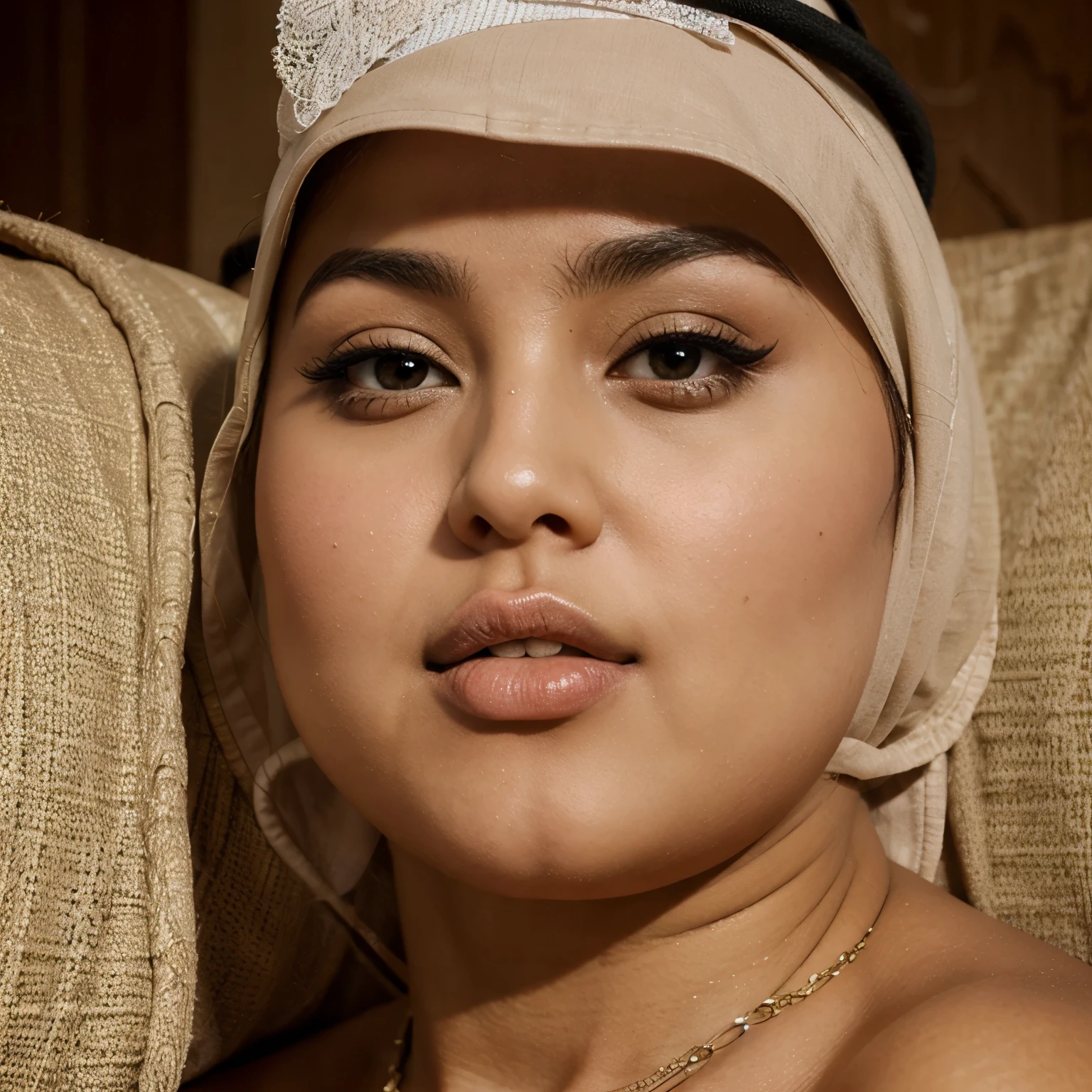 Chubby Arab women with big and very wide lips