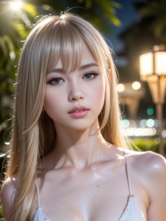 The most beautiful blonde hair in the world、Beautiful bangs、Super long straight hair、Crystal clear marine blue eyes like jewels、Transparent white and wet nightgown、European youth、perfect bodies、ultimate beauty girl、Beautiful 20 years old、White shiny skin、face perfect、Bright makeup、Thin pink lips、Girl in the shower、1 girl in、Unbuttoned shirt、lipsticks、Colored inner hair、deceptive advertising、{steams}、Viewer Vision、Golden Hour Lighting、comic strip、Bokeh atmosphere perspective、detaileds、Movie Light、intricate-detail、hight resolution、 Detailed features of face design、High Details、Clear focus、SMOOTHNESS、aesthetics、High Details、printed、octane、{{​masterpiece}}, SMALL BREAST