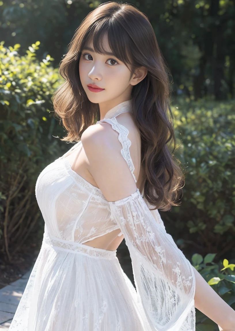 The beautiful girl in the dream, the plain white dress with the straw hat she wore, her innocent and beautiful face, her eyes shining brown, and her brown hair flowing in the wind, Holding a Lily flower.