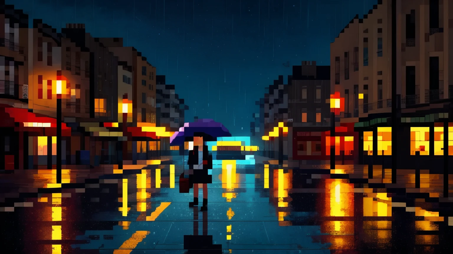 In the dimly lit and rainy nights, a woman in her twenties walks down a Paris street with an umbrella in the beautiful anime style of Alena Aenami. The raindrops glisten against the ground, casting a subtle reflection as the individual walks with a sense of solitude, shielded by the shelter of an umbrella. The atmosphere of the scene is further enhanced by the high-resolution quality of 8K, capturing every intricate detail and immersing the viewer in the experience.