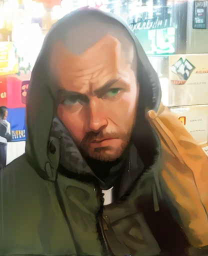 Close up of a face of a man in a green jacket, showing two fingers pretending it's a gun by his head, ((bold)), NY 70's, rainy night, big city, taxi driver movie color palette, city underground vibe, lost look, (unhappy), no future, (skinhead) , numb eyes, bom, 8k selfie photograph, patryk hardziej, aphex twin, Michael Gira