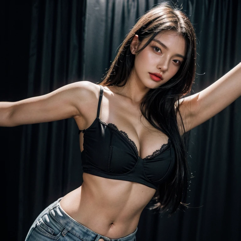 best quality, Meisterwerk, high resolution, 8 TAUSEND, (realistisch: 1.4), Ultra high resolution, 1 girl, Ultradetailliert, surreal, Sehr detaillierte CG-Illustration, , Filmisches Licht, Wirklichkeit, young beautiful girl, perfekte Figur, perfekte Figur, Vollansicht, perfect body, (Unten beginnend: 1.3), Maske, Pose,  lange Beine, zuversichtlich, nice and , gray short sleeves, offener Bauch, Schwarze Supershorts, S-shaped body,  pointing upwards, Vorausgesetzt, posieren, Verschiedene Perspektiven
 
