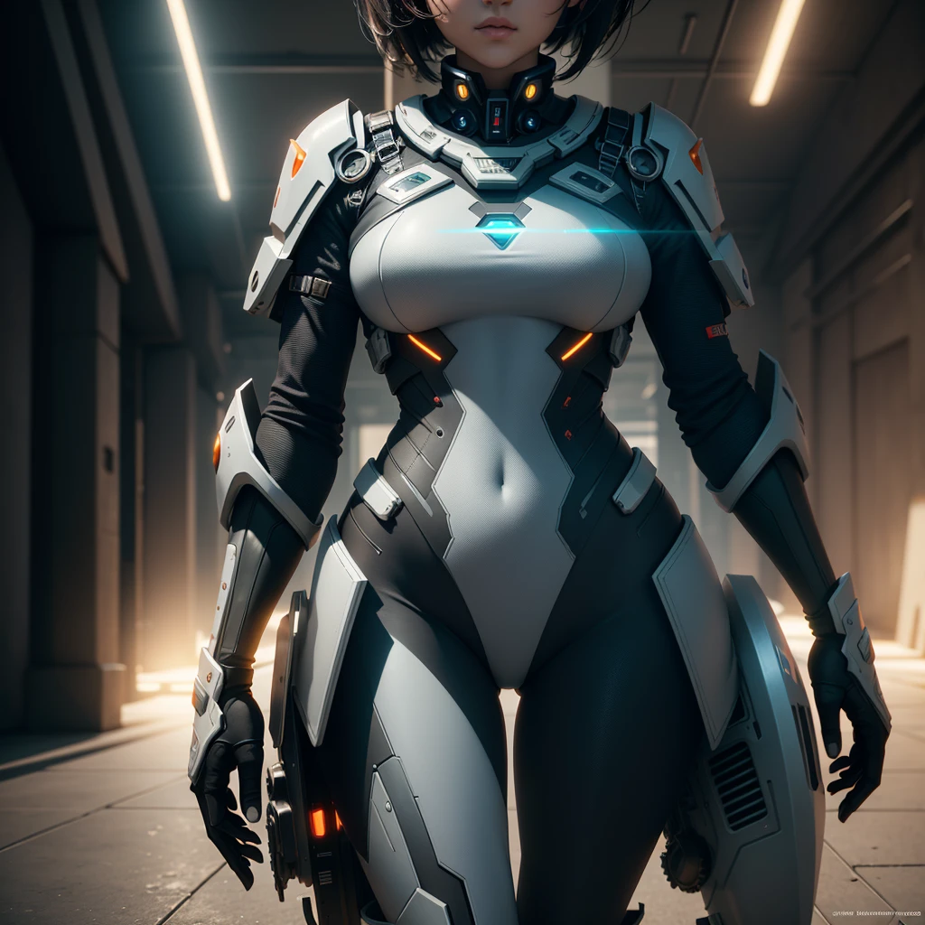 best qualtiy，tmasterpiece，detail depiction：1.9，3D，A beautiful cyberpunk female image，High-density imagery，HighDynamicRange，Ray traching，NVIDIA RTX，Hyper-Resolution，Unreal 5，Subsurface scattering、PBR Texture、post-proces、Anisotropy Filtering、depth of fields、maximum definition and sharpness、Many-Layer Textures、Albedo e mapas Speculares、Surface coloring、Accurate simulation of light-material interactions、perfectly proportions、tightsuit、Perfect dissection、rendering by octane、Two-colored light、largeaperture、Low ISO、White balance、the rule of thirds、8K raw data、Realistic lighting，cold light，mechs，detail-rich