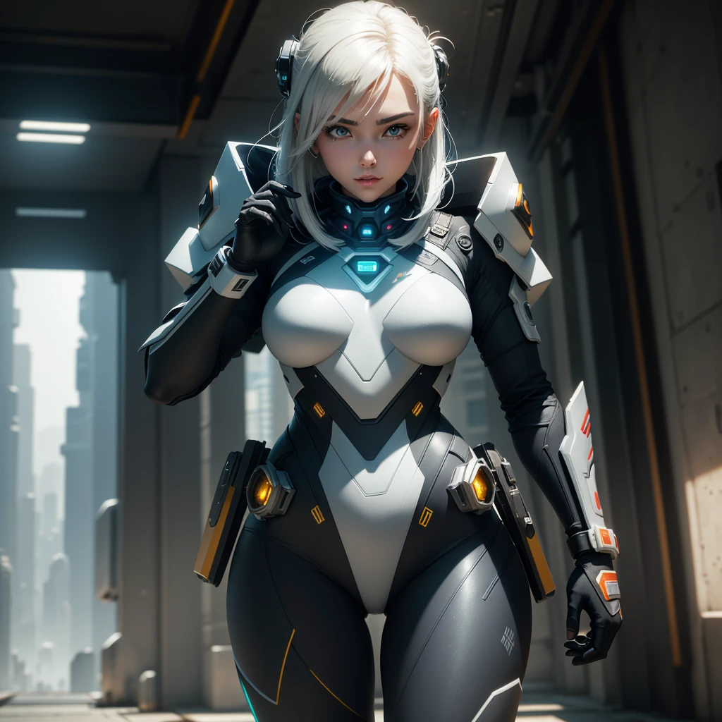 best qualtiy，tmasterpiece，detail depiction：1.9，3D，A beautiful cyberpunk female image，High-density imagery，HighDynamicRange，Ray traching，NVIDIA RTX，Hyper-Resolution，Unreal 5，Subsurface scattering、PBR Texture、post-proces、Anisotropy Filtering、depth of fields、maximum definition and sharpness、Many-Layer Textures、Albedo e mapas Speculares、Surface coloring、Accurate simulation of light-material interactions、perfectly proportions、tightsuit、Perfect dissection、rendering by octane、Two-colored light、largeaperture、Low ISO、White balance、the rule of thirds、8K raw data、Realistic lighting，cold light，mechs，detail-rich